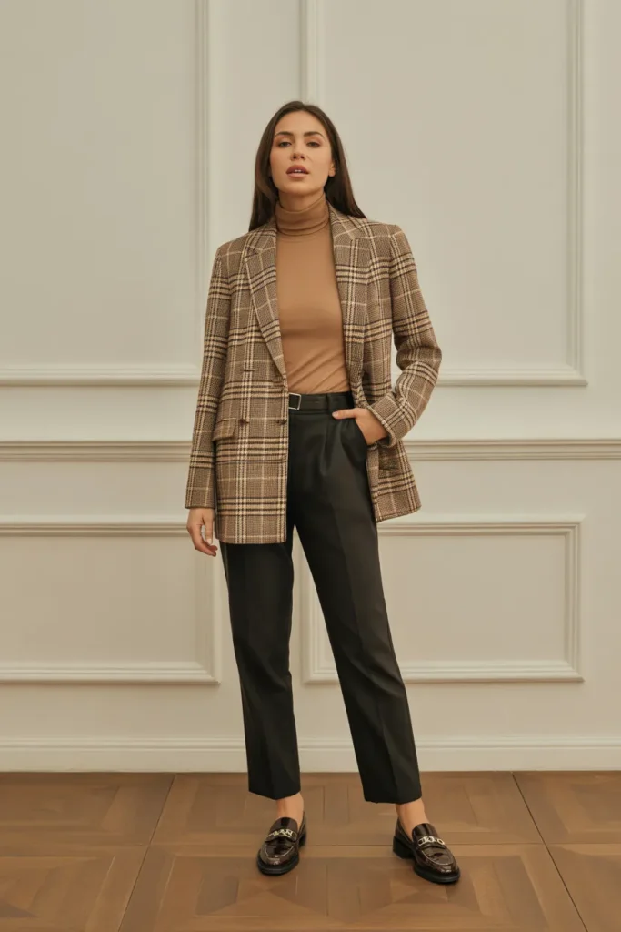 Plaid Blazer Professional Ensemble