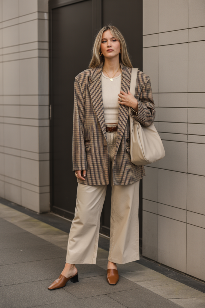 Plaid Blazer With Neutral Basics