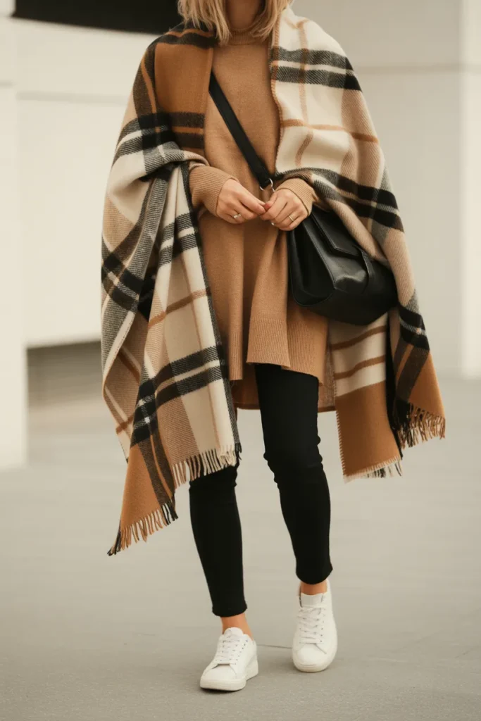 Plaid Scarf with Neutral Layers
