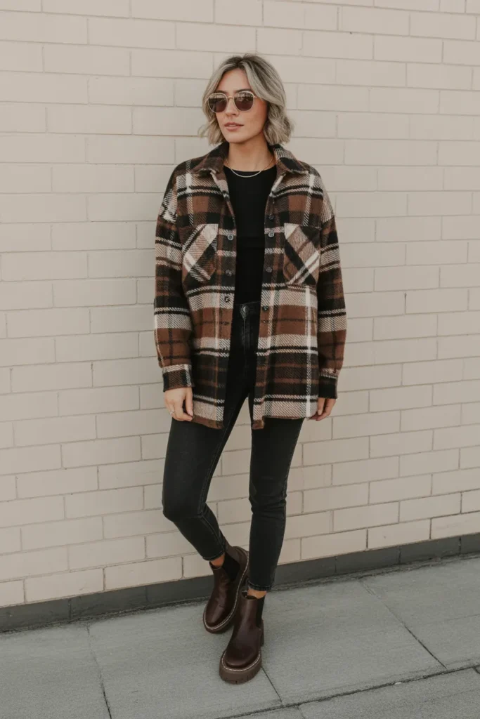 Plaid Shacket Layering Look
