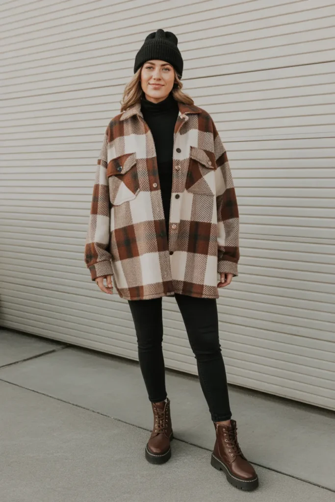 Plaid Shacket With Black Basics