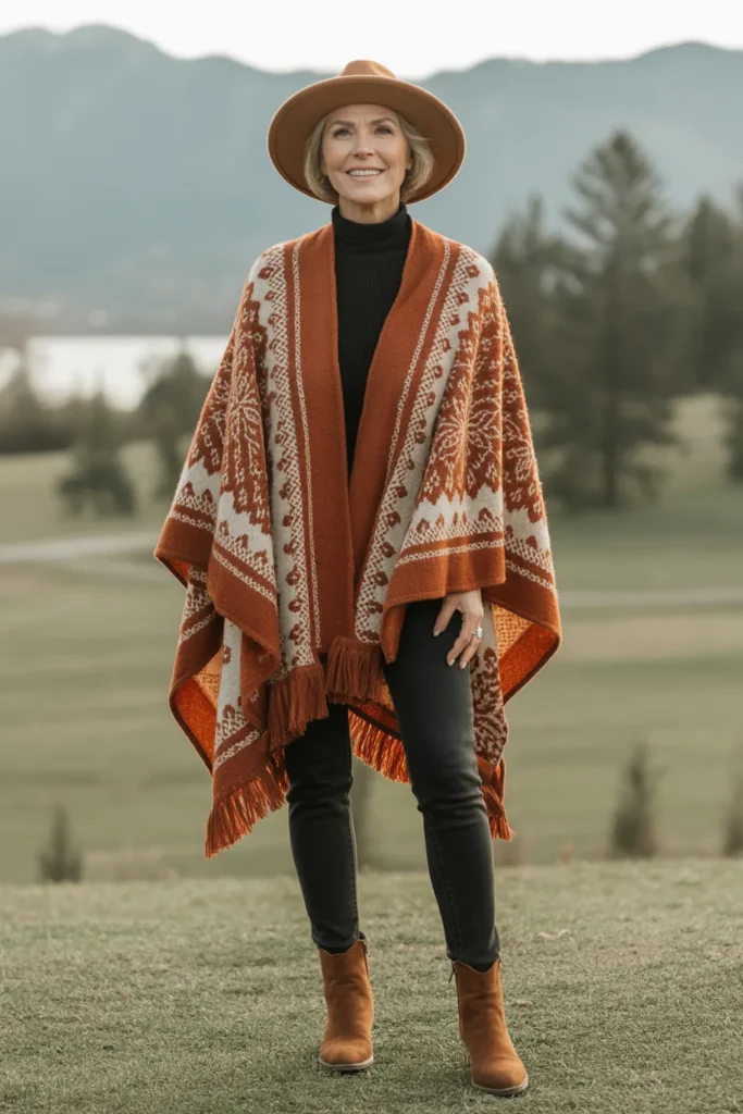 Poncho with Skinny Jeans