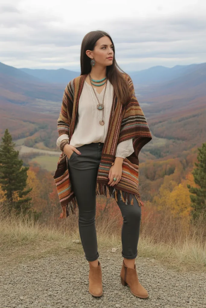 Poncho with Slim-Fit Pants