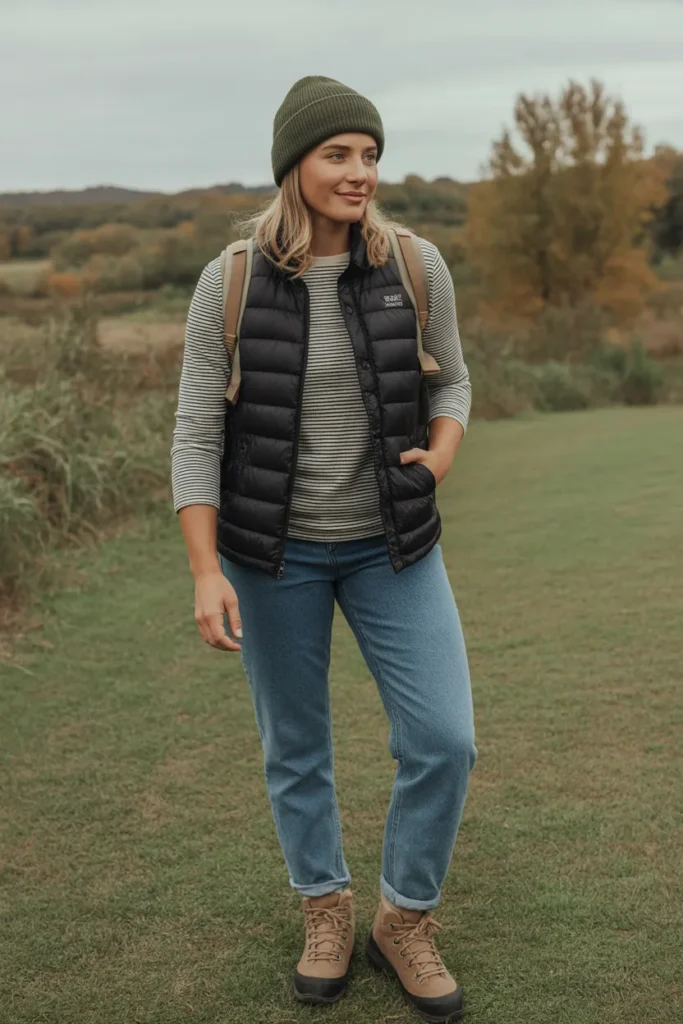 Puffer Vest and Long Sleeve Tee