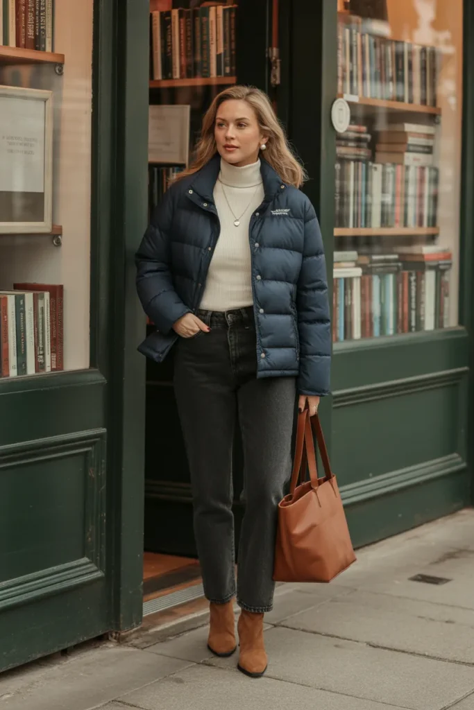 Puffer and Turtleneck Classic Pairing