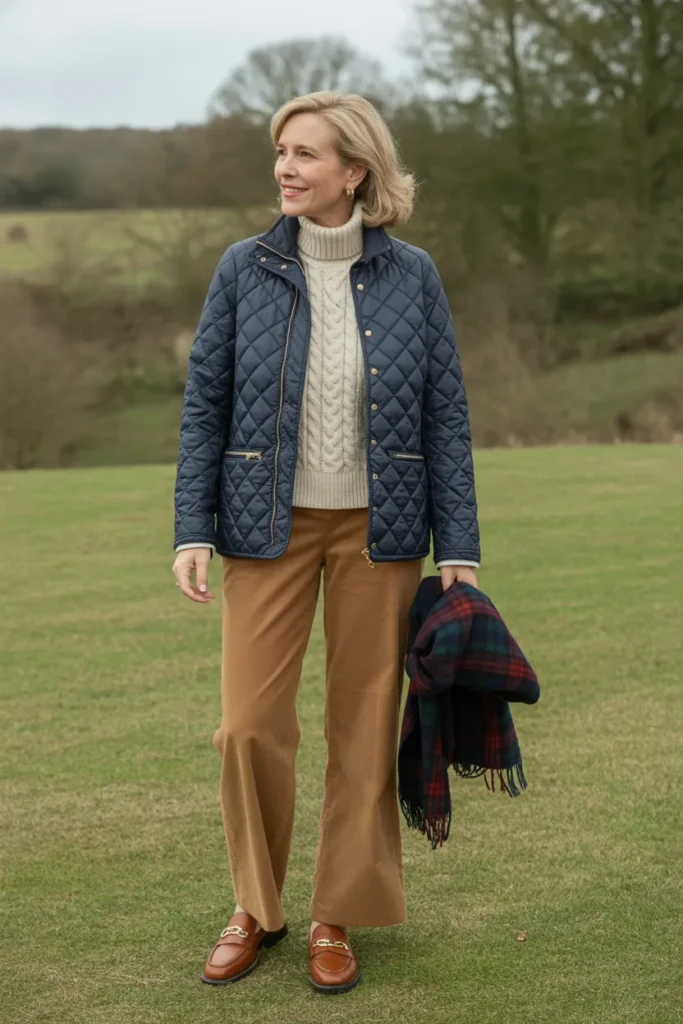  Quilted Jacket with Corduroy Pants