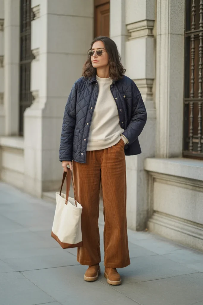 Quilted Jacket with Corduroy Pants