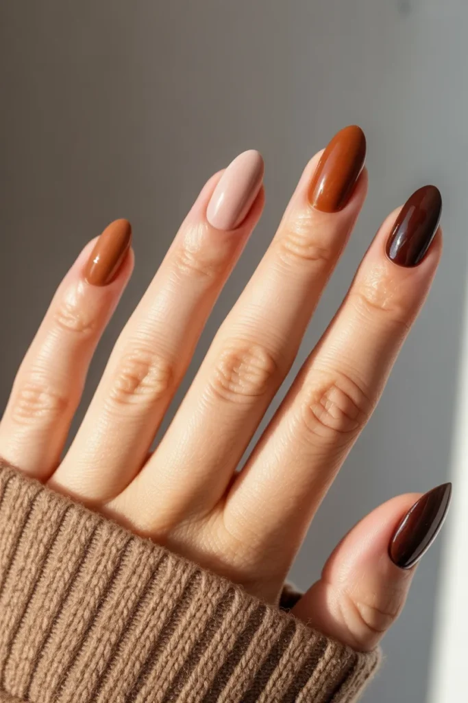Rustic Brown Gradient Nails