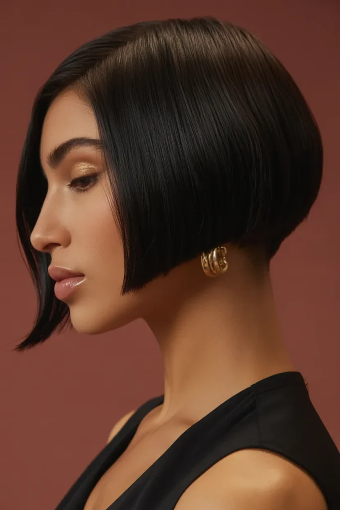 Sleek Blunt Bob with Deep Side Part
