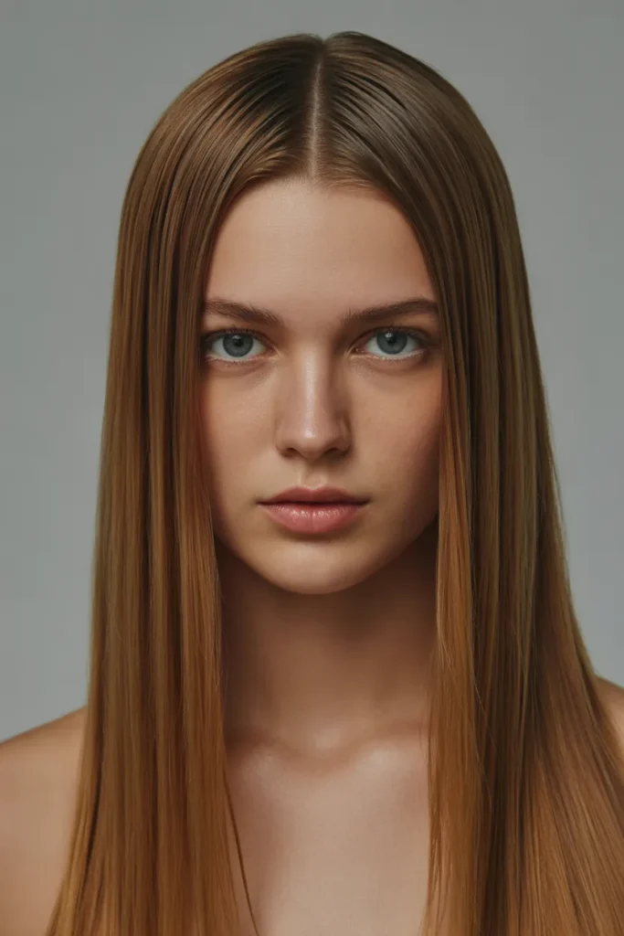 Sleek Middle Part with Glass Finish