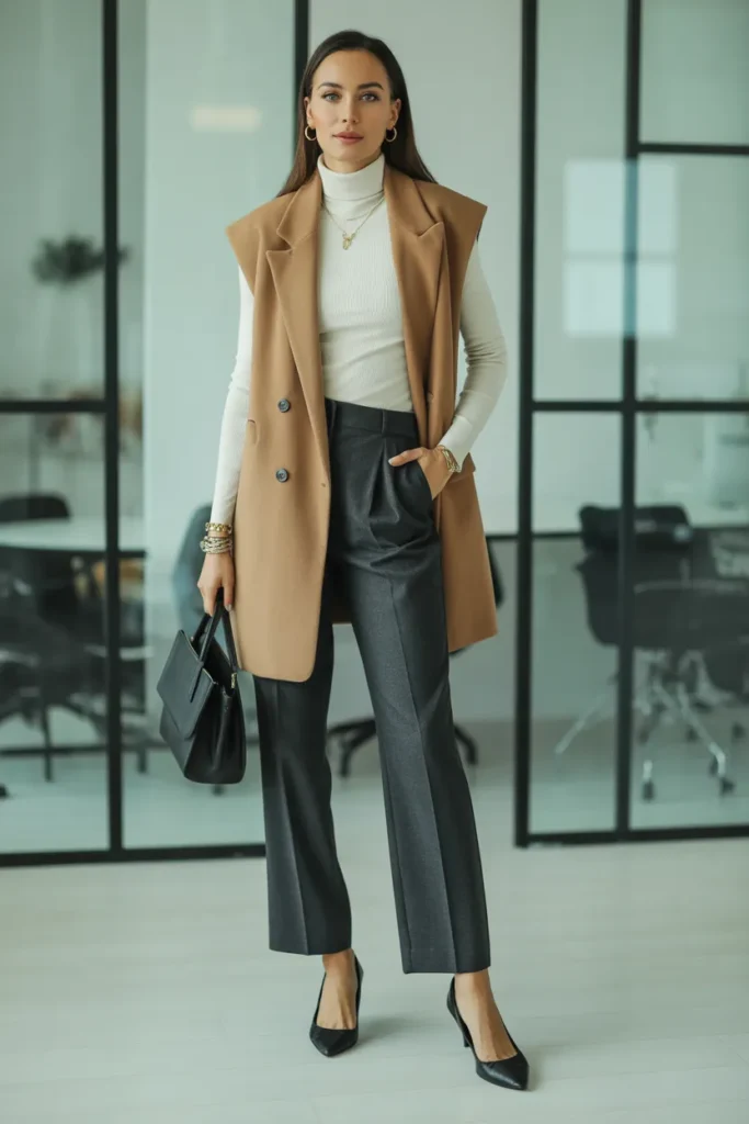 Sleeveless Vest with Turtleneck