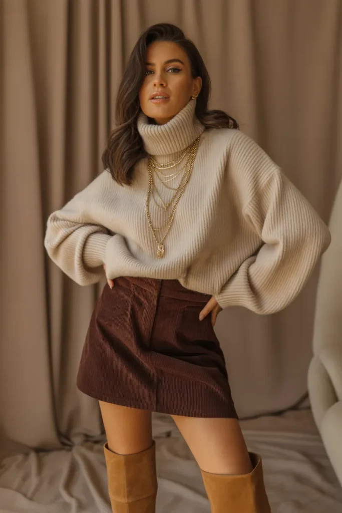 Slouchy Boots with Mini Skirt