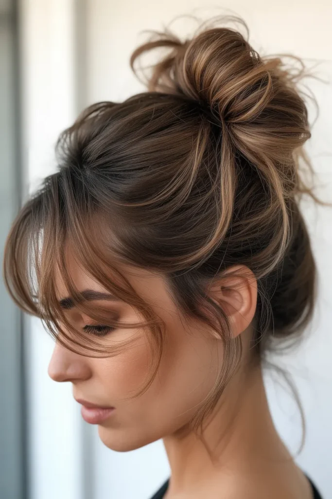 Smoky Brunette Messy Bun