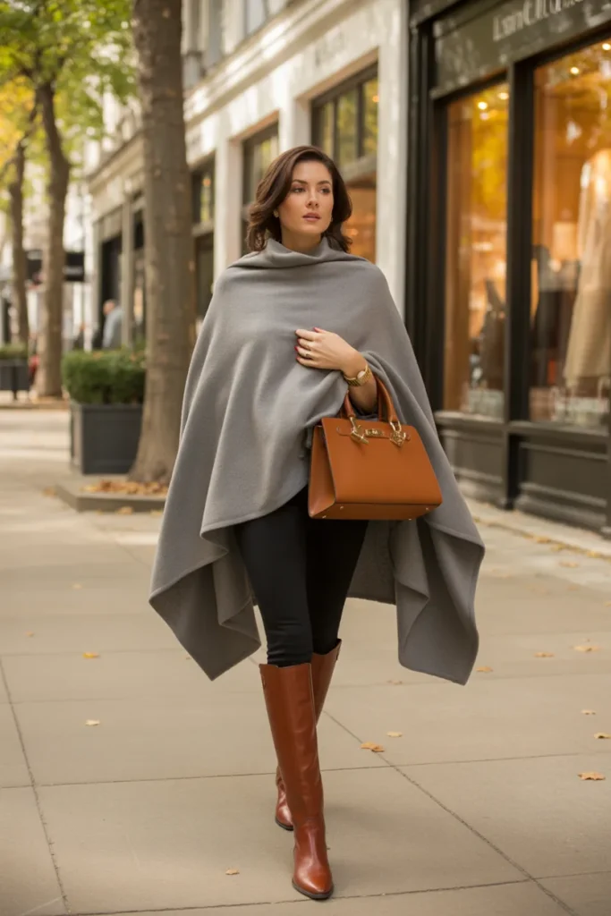 Soft Cashmere Poncho Look