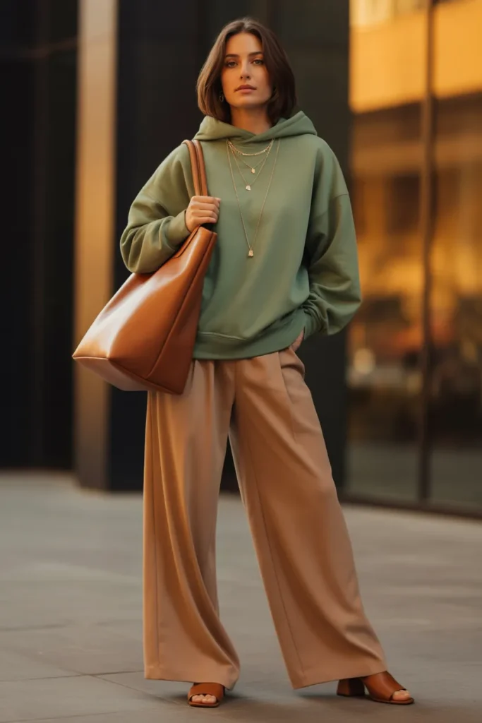 Soft Hoodie with Wide-Leg Trousers