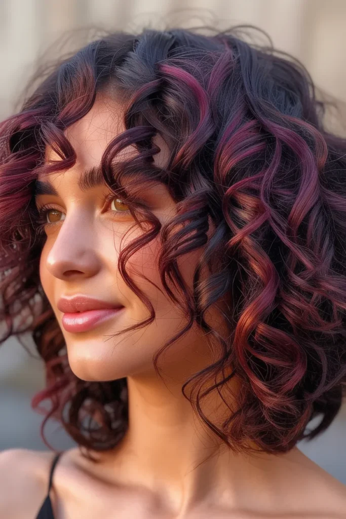 Spiced Plum Curly Bob