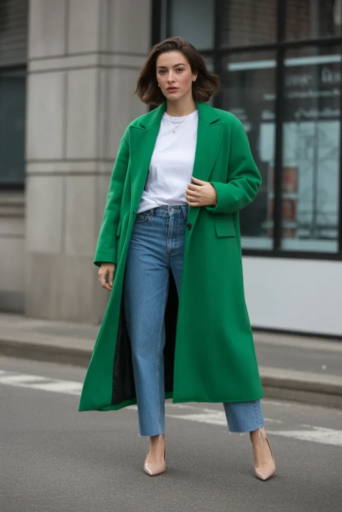 Statement Coat Over Minimalist Outfit