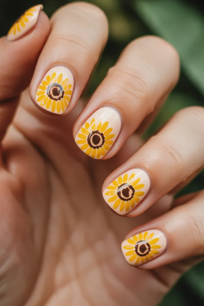 Sunflower Field Nail Art