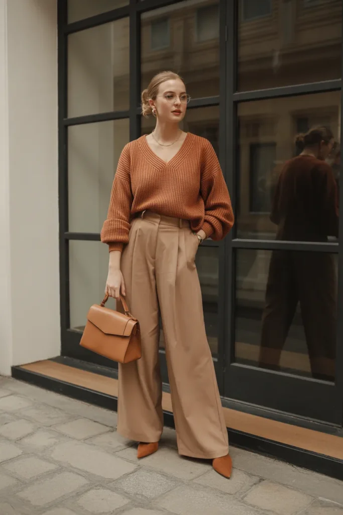 Sweater and Wide-Leg Pants Combo