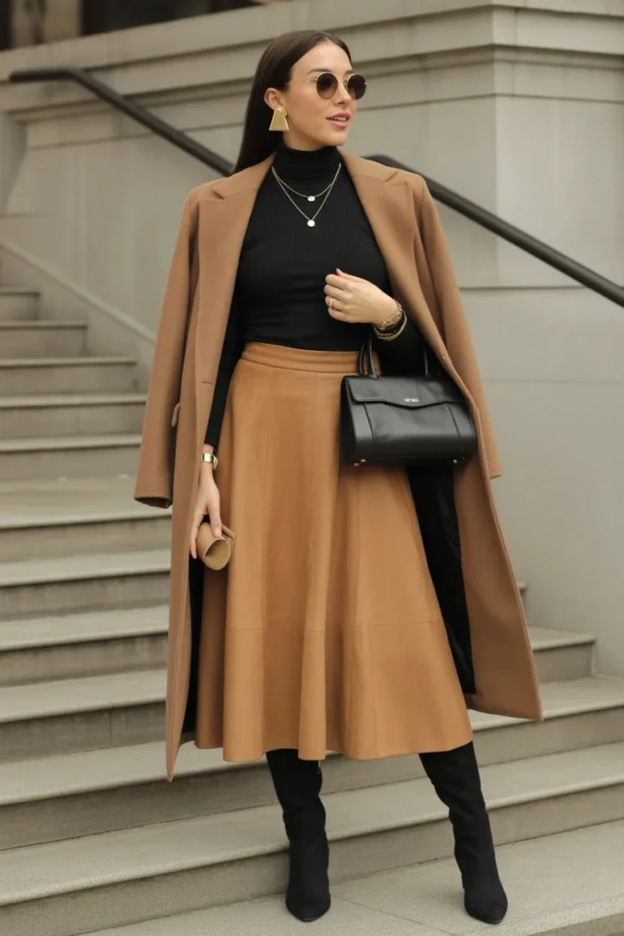 Tan Suede Skirt Ensemble