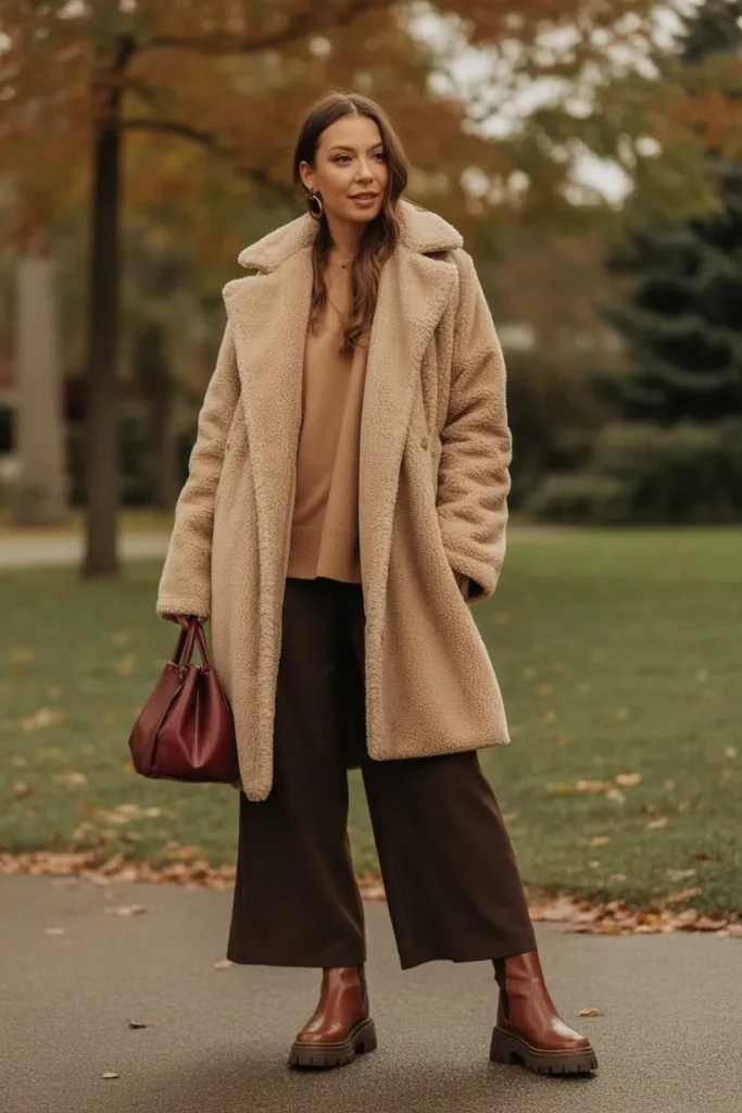 Teddy Bear Coat with Ankle Boot