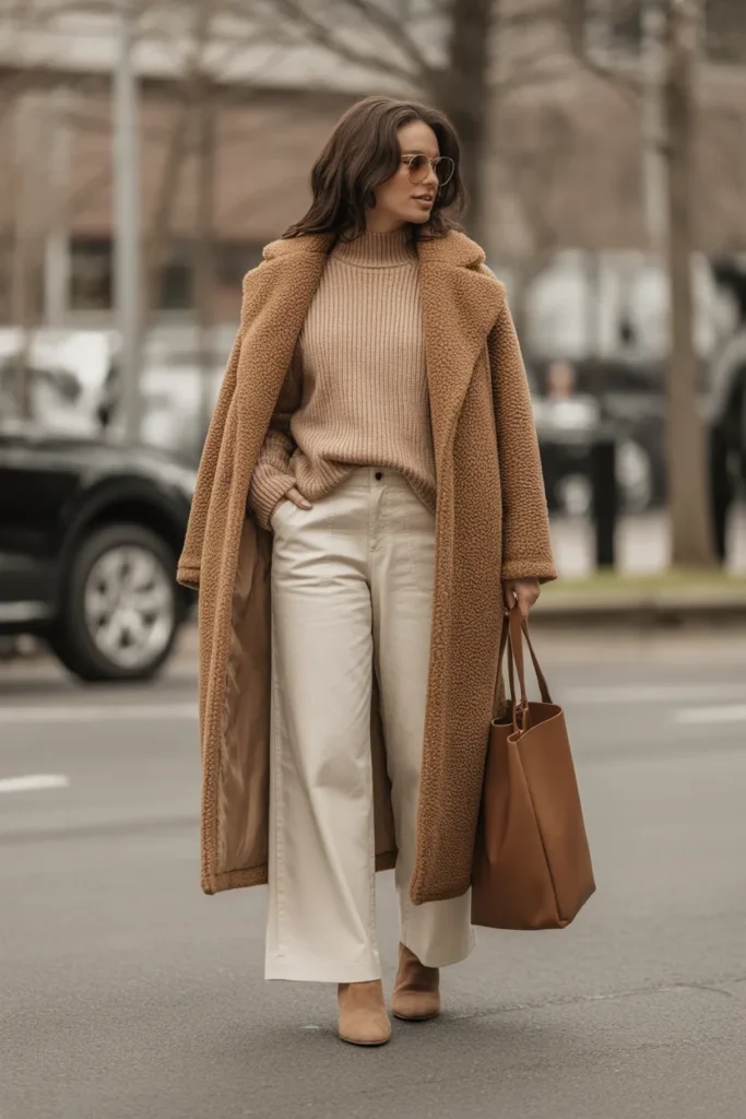 Teddy Coat with Neutral Basics