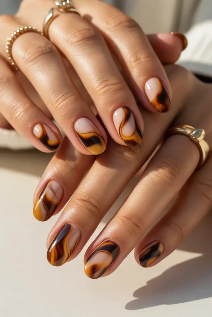 Tortoiseshell Accent Nail Design