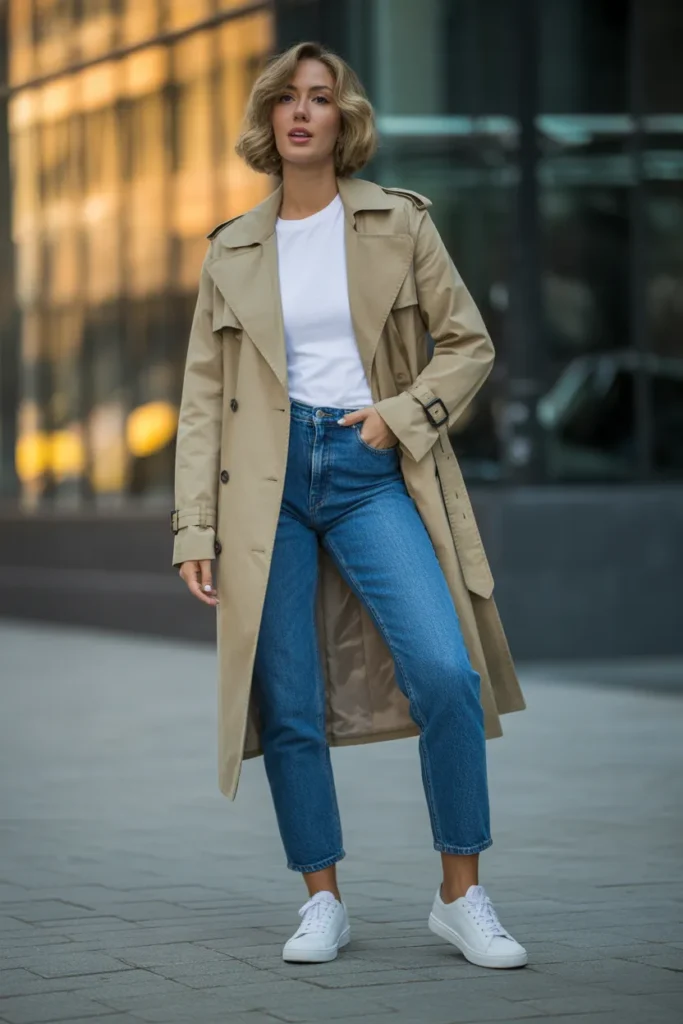  Trench Coat and Sneakers Pairing