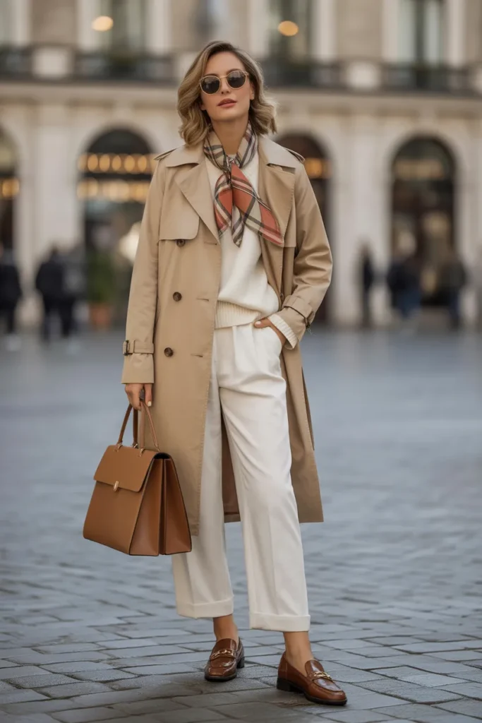 Trench Coat with Neutral Layers