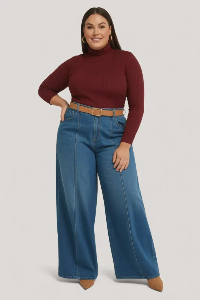 Turtleneck with Wide-Leg Jeans