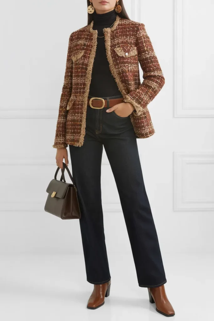Tweed Jacket with Dark Denim