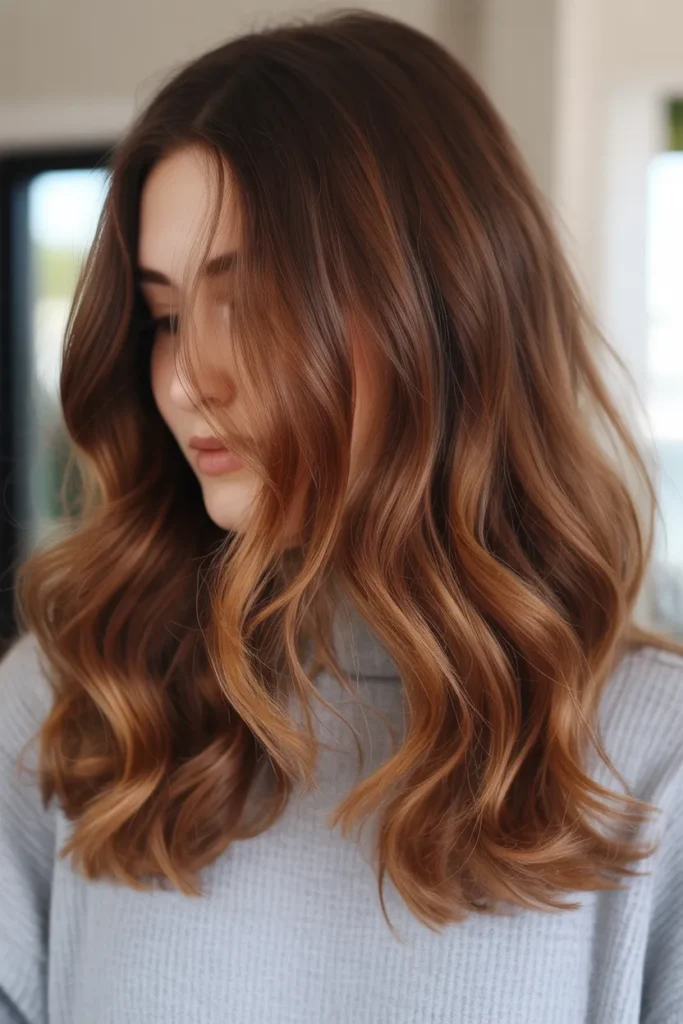 Warm Cinnamon Balayage Waves