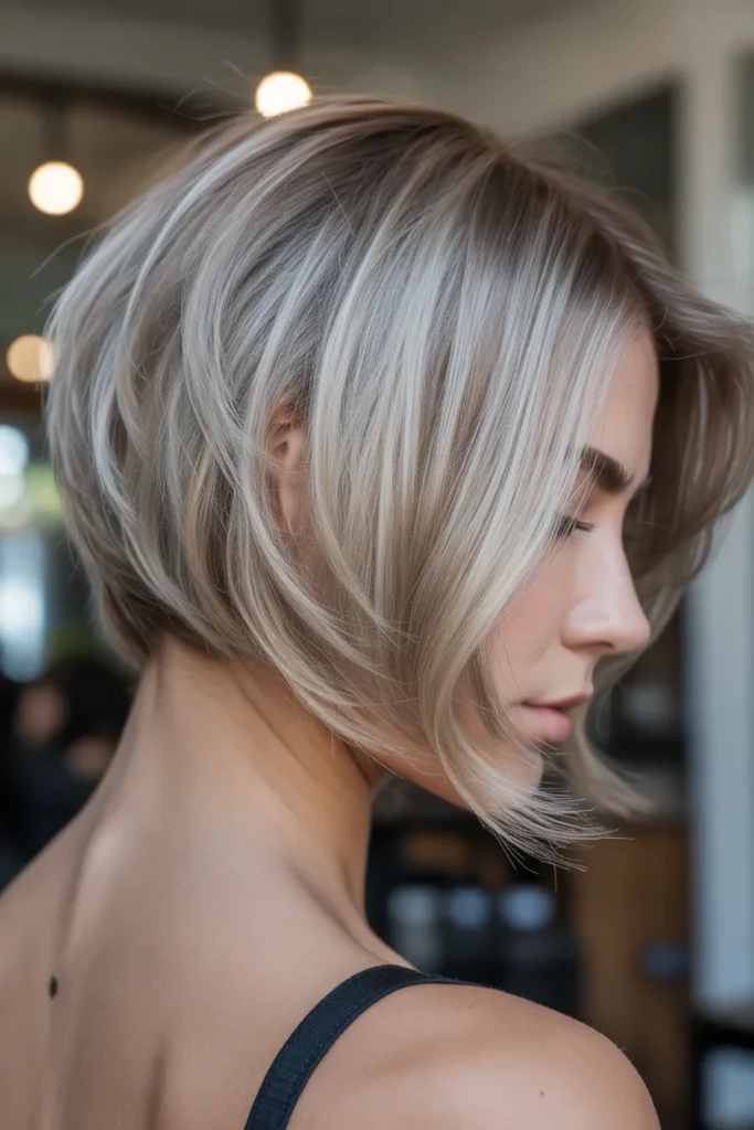 Ash Blonde Stacked A-Line Bob