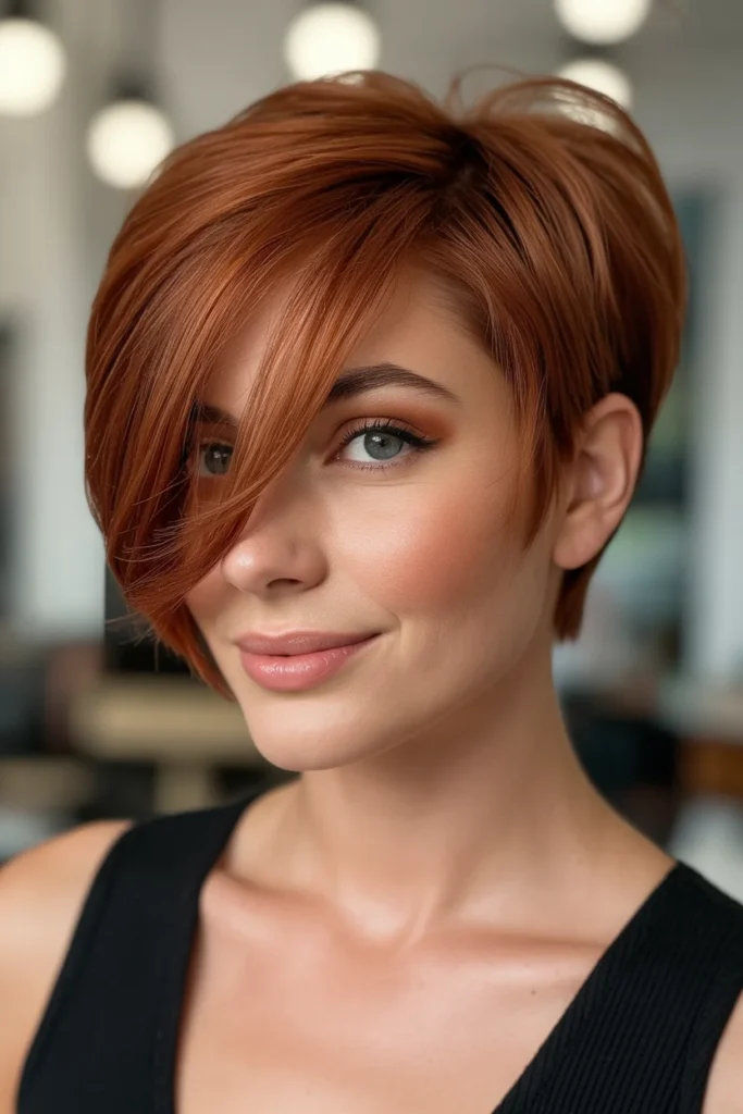 Auburn Pixie with Side Sweep