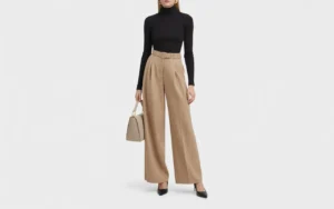 Black Turtleneck and Beige Trousers