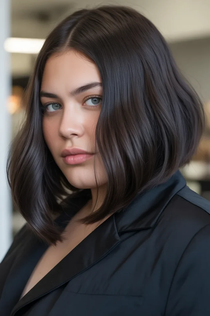  Blunt Cut with Deep Side Part