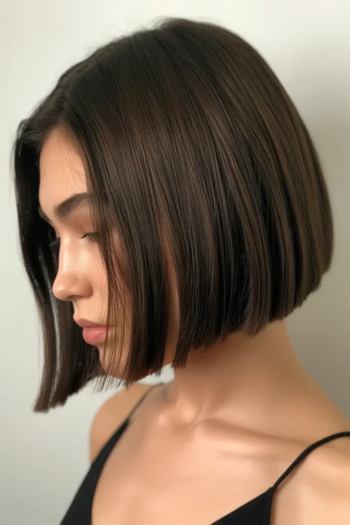Blunt Lob with Center Part and Subtle Layers