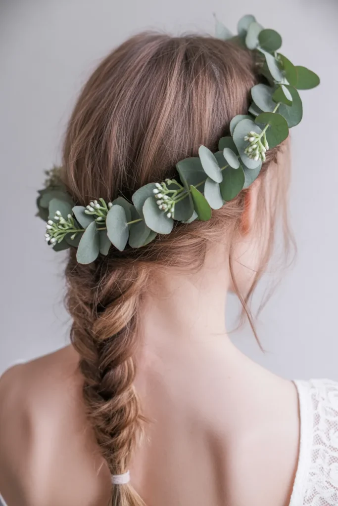 Bohemian Side Braid with Eucalyptus Garland