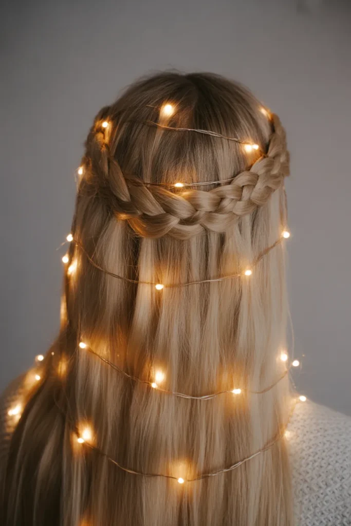 Braided Crown with LED String Lights