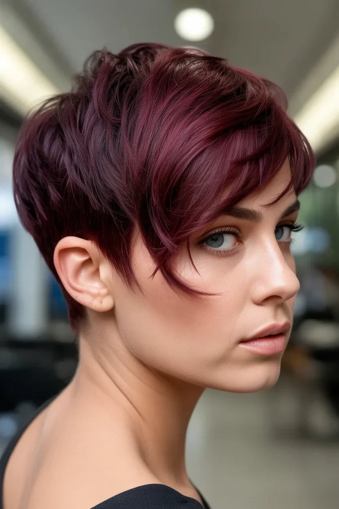 Burgundy Pixie Cut