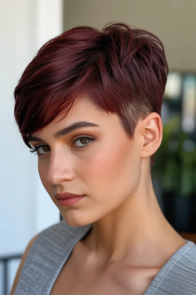 Burgundy Tapered Pixie