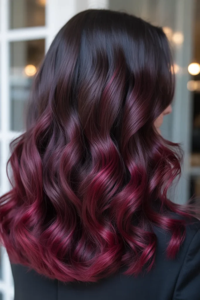  Burgundy Wine Balayage Ombre