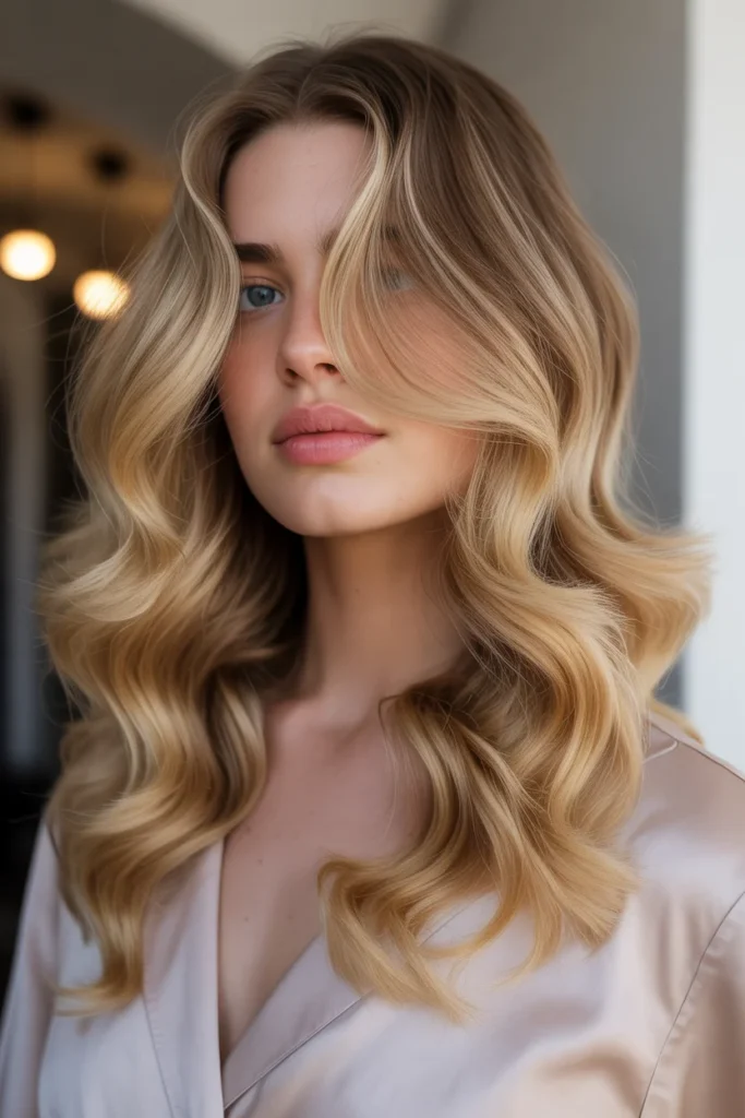 Butter Blonde Balayage on Wavy Hair