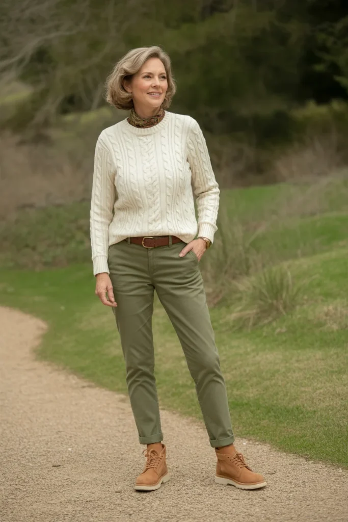 Cable Knit Sweater with Chinos