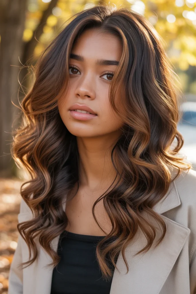 Caramel Balayage on Brunette Base