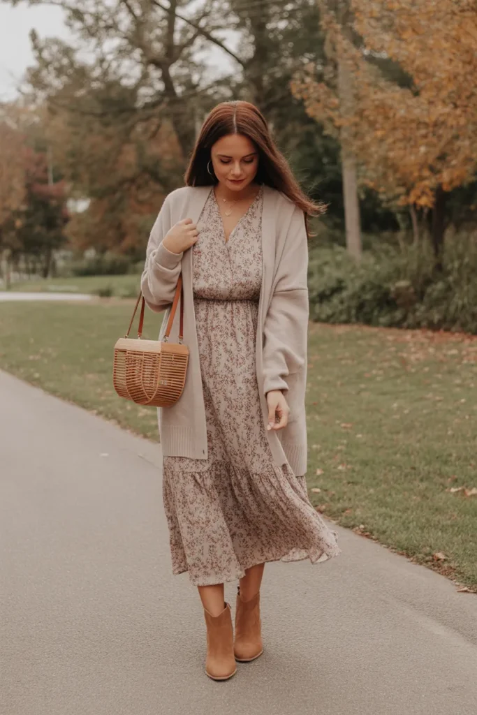 Cardigan Over a Midi Dress