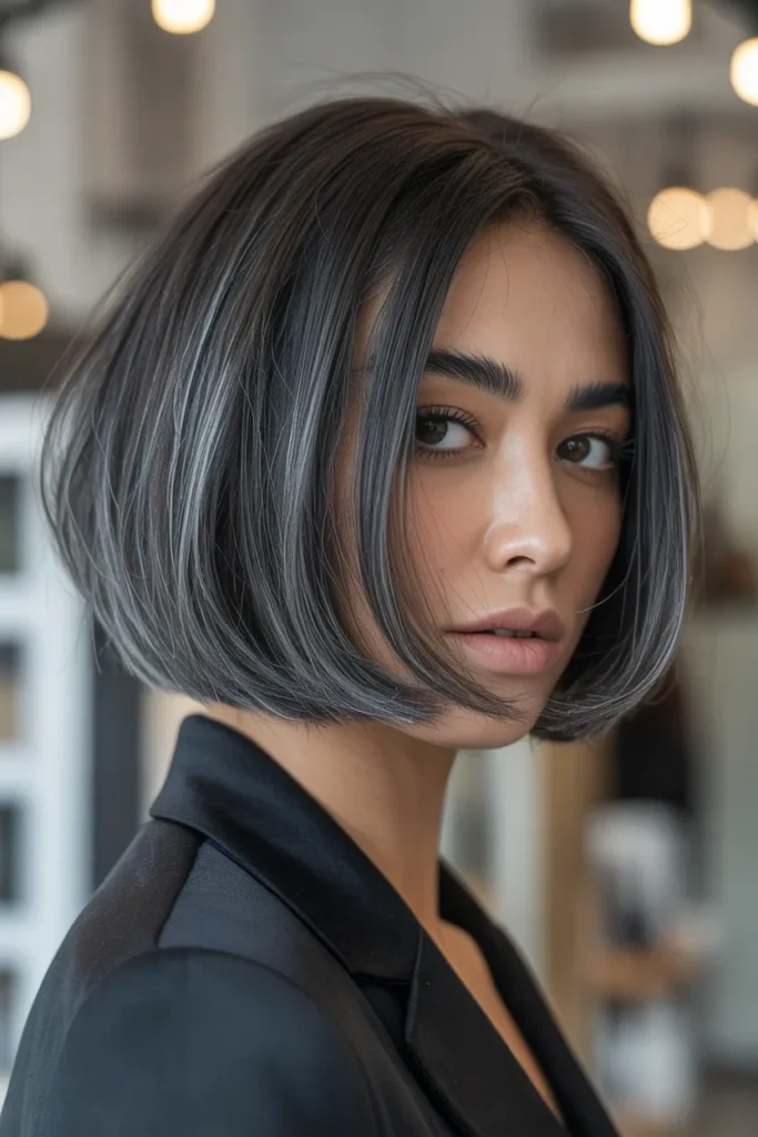 Charcoal Gray Stacked Bob