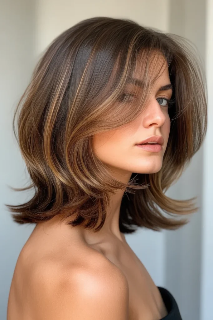 Chestnut Balayage Butterfly Cut