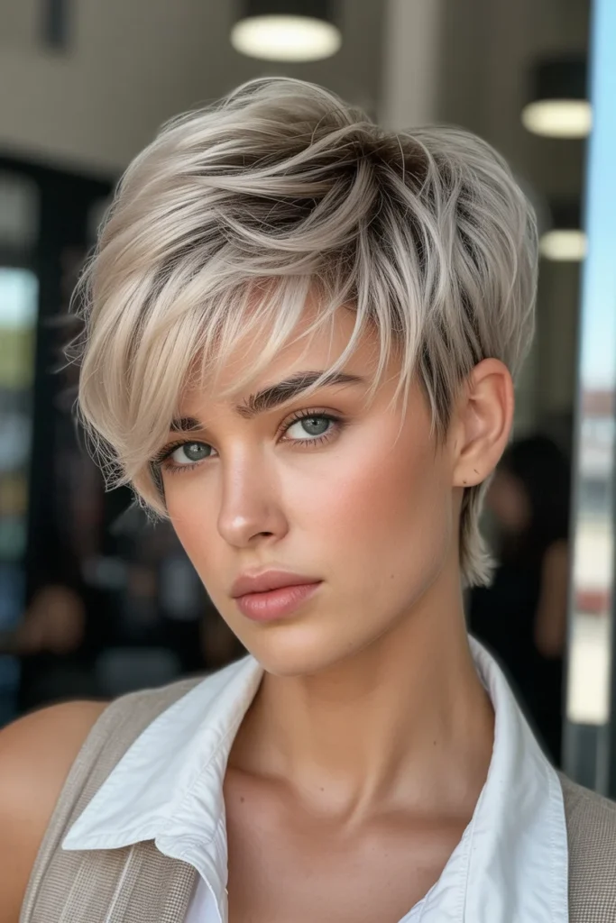 Choppy Pixie with Long Bangs