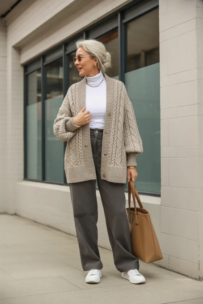 Cozy Oversized Cardigan with Wide-Leg Trousers